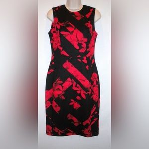 NWOT Beautiful Karl Lagerfeld floral black and red sheath dress size 10